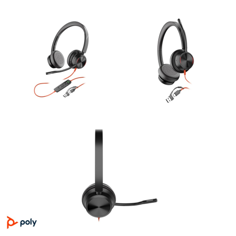 Casti cu fir HP Poly Blackwire 8225 Stereo cu ANC hibrid, USB-C cu adaptor USB-A atasat, microfon cu Acoustic Fence, husa de transport, negru, 8X223AA [3]