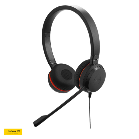 Casti - Casti cu fir Jabra Evolve 20SE MS Stereo, USB-C/A, controler de apel pe cablu, pernite din imitatie de piele, optimizate Microsoft Teams, negru, 4999-823-369