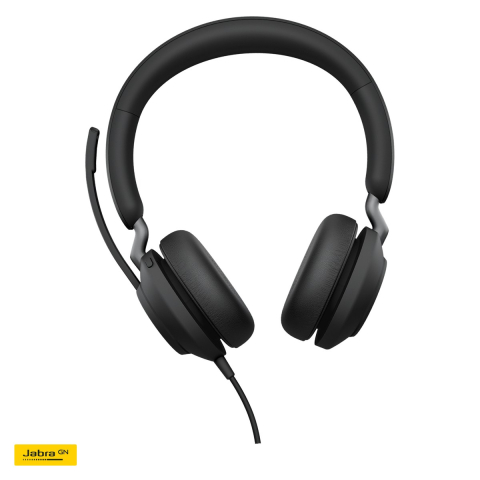 Casti - Casti cu fir Jabra Evolve2 40 SE MS Stereo, USB-C/A, trei microfoane digitale, difuzoare de 40 mm, certificate Microsoft Teams, negru, 24189-999-799