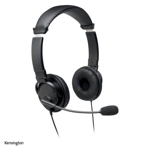 Accesorii IT - Casti cu fir Kensington Hi-Fi, cu microfon cu anulare a zgomotului, conectare USB, negre