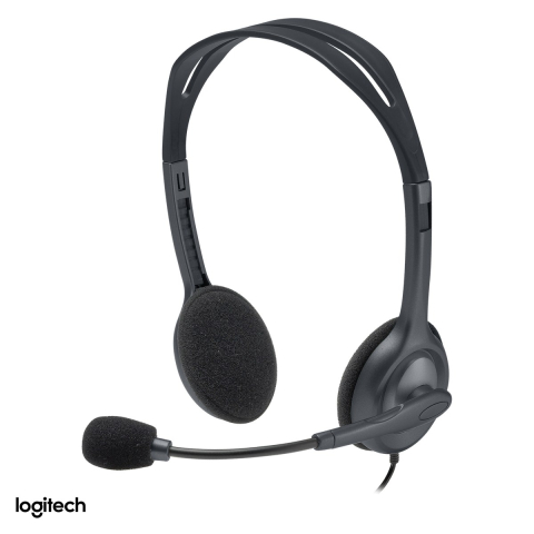 Casti - Casti cu fir Logitech H111 Stereo, jack 3,5 mm unic, microfon rotativ 180 de grade, certificate Works With Chromebook, negru, 981-000593