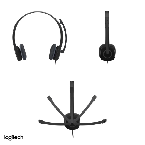 Casti cu fir Logitech H151 Stereo, jack 3,5 mm unic, microfon rotativ cu reducere a zgomotului, comenzi pe cablu, negru, 981-000589 [3]