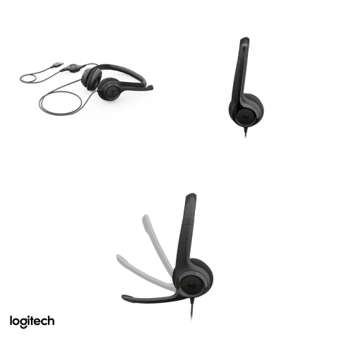 Casti cu fir Logitech H390 USB-A, difuzoare de 30 mm, microfon cu reducere a zgomotului, comenzi pe cablu, pernite din imitatie de piele, negru, 981-000406 [3]