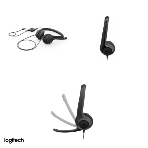 Casti cu fir Logitech H390 USB-C, difuzoare de 30 mm, microfon cu reducere a zgomotului, comenzi pe cablu, pernite din imitatie de piele, negru, 981-001576 [3]