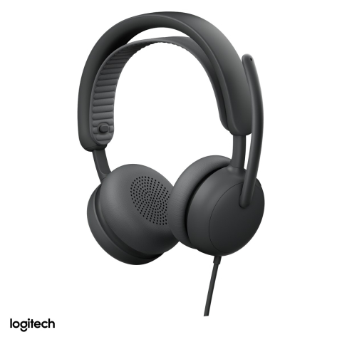 Casti - Casti cu fir over-ear Logitech Zone Wired 2 cu ANC hibrid adaptiv, USB-C cu adaptor USB-A, doua microfoane cu algoritmi AI, difuzoare de 40 mm, grafit, 981-001619