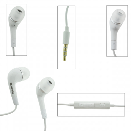Casti cu microfon, pentru Samsung EHS64AVFWE i9300 GALAXY S3, control pe fir, cablu 110 cm, conector jack 3.5mm, albe [2]