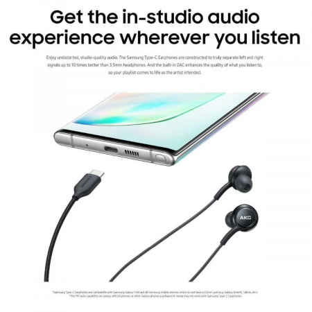 Casti cu microfon, AKG EO-IG955 GALAXY S10 plus, control pe fir, cablu 115 cm, conector USB Tip C, negru [4]