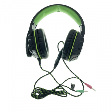 Casti gaming, Esperanza EGH380 VENOM, cu microfon, cablu 2 m, negru cu verde [2]