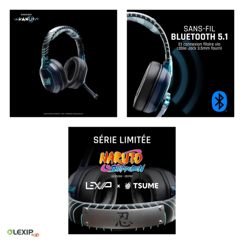 Casti gaming wireless Lexip x Tsume Kakashi Kamui, licenta Naruto Shippuden, Bluetooth 5.1 si jack 3,5 mm, microfon detasabil, serie limitata, TSXLXHS0002 [3]