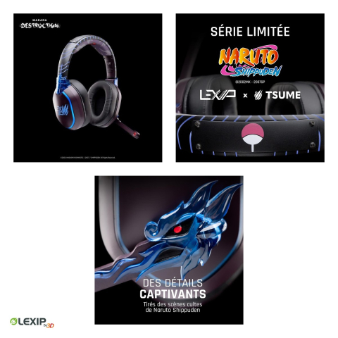 Casti gaming wireless Lexip x Tsume Madara Destruction, licenta Naruto Shippuden, Bluetooth 5.1 si jack 3,5 mm, microfon detasabil, serie limitata, TSXLXHS0003 [3]