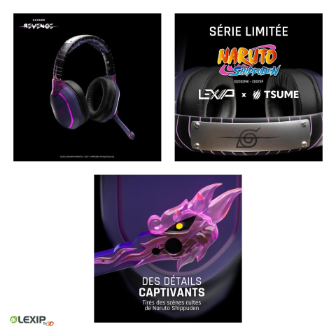 Casti gaming wireless Lexip x Tsume Sasuke Revenge, licenta Naruto Shippuden, Bluetooth 5.1 si jack 3,5 mm, microfon detasabil, serie limitata, TSXLXHS0001 [3]