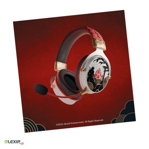 Casti Gaming - Casti gaming wireless Lexip x Ubisoft Assassin's Creed Shadows, dongle USB 2.4 GHz, Bluetooth si jack 3,5 mm, difuzoare de 50 mm, microfon detasabil, UBXLXHS0001