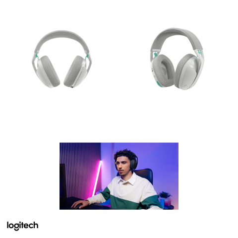 Casti gaming wireless Logitech G321 LIGHTSPEED si Bluetooth 5.2, peste 20 h autonomie, difuzoare de 40 mm, microfon flip-to-mute, 210 g, alb, 981-001569 [4]