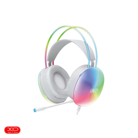 Casti - Casti gaming XO GE11, jack 3.5 mm si USB, LED RGB, cablu 205 cm,cu microfon, albe
