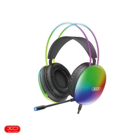 Casti - Casti gaming XO GE11, jack 3.5 mm si USB, LED RGB, cablu 205 cm,cu microfon, negre