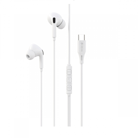 Casti in-ear cu microfon, cablu 120cm si conector USB Tip C, Kintone A2 Digital, control pe fir, decodare digitala, pentru smartphone, albe [3]