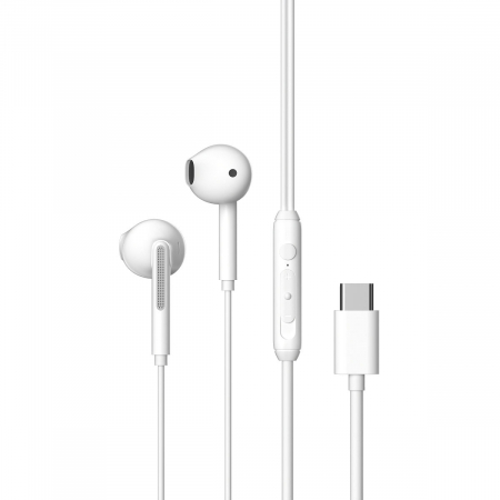 Casti cu cablu - Casti in-ear cu microfon, conector USB Tip C si cablu 120cm, Kintone A1 Digital, control pe fir, decodare digitala, pentru smartphone, albe