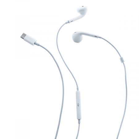 Casti cu cablu - Casti in-ear cu microfon, Fiesta FISEMW10, conector USB Tip C, control pe fir, lungime cablu 120 cm, albe