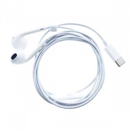 Casti in-ear cu microfon, Fiesta FISEMW10, conector USB Tip C, control pe fir, lungime cablu 120 cm, albe [1]