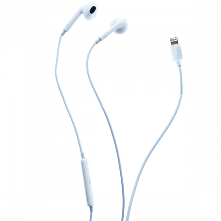 Accesorii IT - Casti in-ear cu microfon, Fiesta FISEMW20, conector tip Lightning, control pe fir, lungime cablu 120 cm, albe