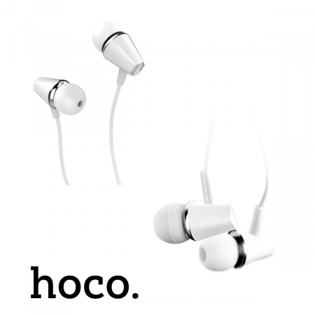 Casti in-ear cu microfon, HOCO Honor M34, conector tip Jack 3.5 mm, control pe fir, lungime cablu 120 cm, albe [1]