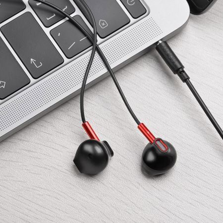 Casti In-Ear HOCO M57 Sky Sound, Cu microfon, 3.5 mm, Negru Rosu [5]