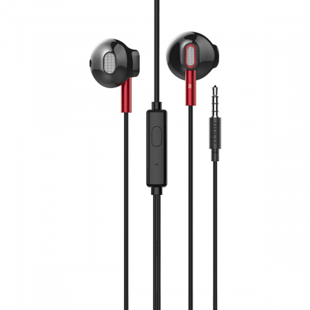 Casti cu cablu - Casti In-Ear HOCO M57 Sky Sound, Cu microfon, 3.5 mm, Negru Rosu