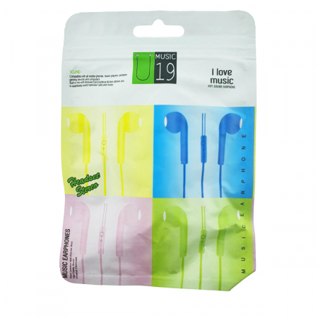 Casti in-ear cu microfon, U19-Y, conector jack 3.5mm, control pe fir, lungime cablu 100 cm, galbene [4]