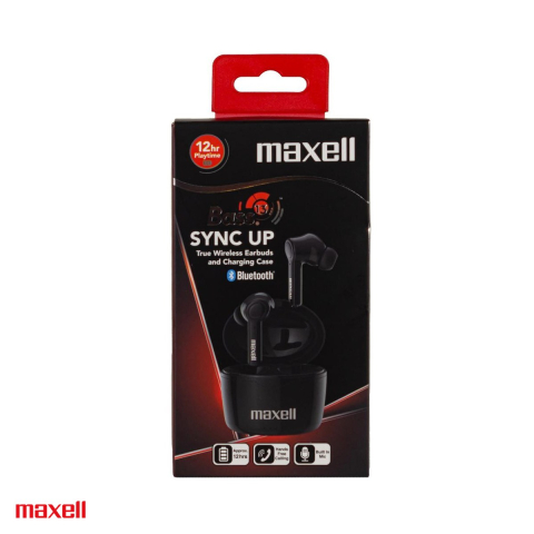 Casti in-ear fara fir Maxell Bass-13 Sync Up, true wireless, Bluetooth, cu microfon si cutie de incarcare, negre [4]