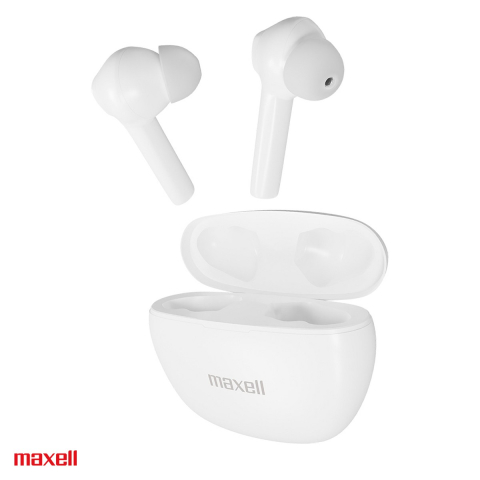 Casti In Ear bluetooth - Casti in-ear fara fir Maxell Dynamic Plus, true wireless, Bluetooth, cu microfon si cutie de incarcare, albe