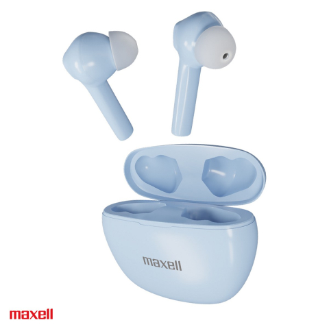 Casti In Ear bluetooth - Casti in-ear fara fir Maxell Dynamic Plus, true wireless, Bluetooth, cu microfon si cutie de incarcare, bleu