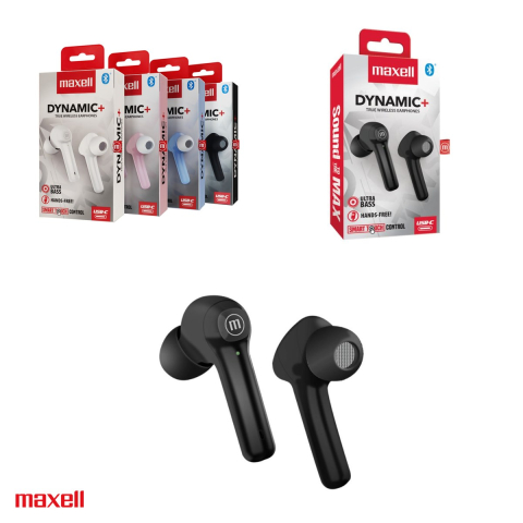 Casti in-ear fara fir Maxell Dynamic Plus, true wireless, Bluetooth, cu microfon si cutie de incarcare, negre [3]