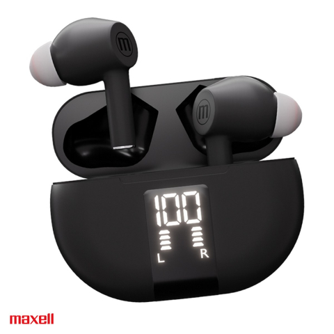 Casti In Ear bluetooth - Casti in-ear fara fir Maxell Maxpods, true wireless, Bluetooth, cu microfon si cutie de incarcare, negre