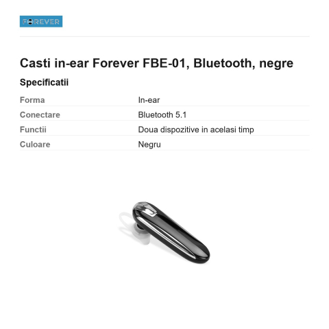 Casti in-ear Forever FBE-01, Bluetooth, negre [2]