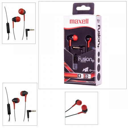 Casti in-ear Maxell Fusion+ cu microfon, conector jack 3.5mm, lungime cablu 130 cm, negre cu rosu [3]