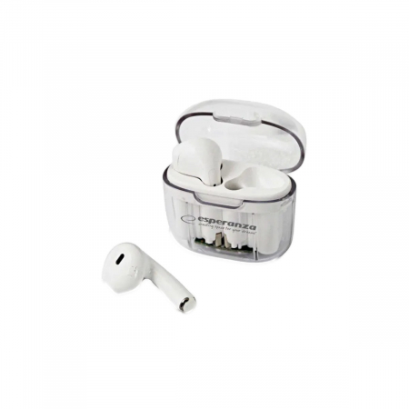 Casti wireless - Casti In-Ear wireless TWS, Esperanza Anthe, Bluetooth v.5.3, cu statie de incarcare, 95996, albe