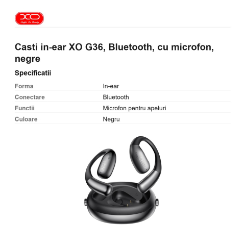 Casti in-ear XO G36, Bluetooth, cu microfon, negre [2]