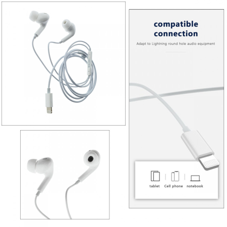 Casti JELLICO EP3A iPH, compatibile iPhone, cu microfon, cablu 1.2 m, In-Ear, design inclinat 45°, bass profund, albe [1]
