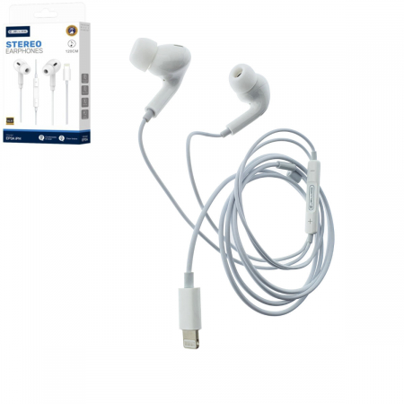 Accesorii IT - Casti JELLICO EP3A iPH, compatibile iPhone, cu microfon, cablu 1.2 m, In-Ear, design inclinat 45°, bass profund, albe