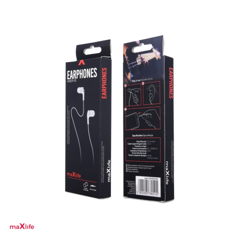 Casti Maxlife cu fir MXEP-01 jack 3,5 mm, cablu 1m, Alb [3]
