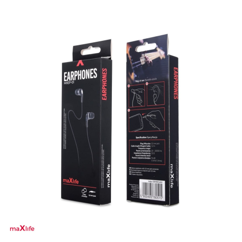 Casti Maxlife cu fir MXEP-01 jack 3,5 mm, cablu 1m, Negru [3]