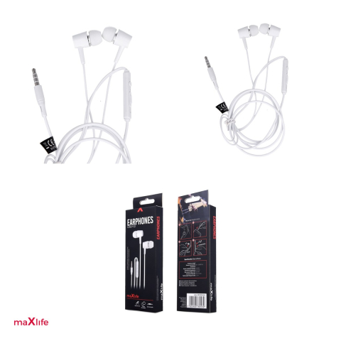 Casti Maxlife cu fir MXEP-02 jack 3,5 mm, cablu 1.2m, Alb [3]