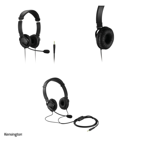Casti on-ear cu fir Kensington Hi-Fi, cu microfon cu anulare a zgomotului si control volum, mufa jack, negre [3]