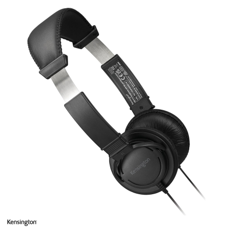 Casti medii cu microfon - Casti on-ear cu fir Kensington Hi-Fi, cu microfon cu anulare a zgomotului si control volum, mufa jack, negre