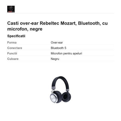 Casti over-ear Rebeltec Mozart, Bluetooth, cu microfon, negre [2]