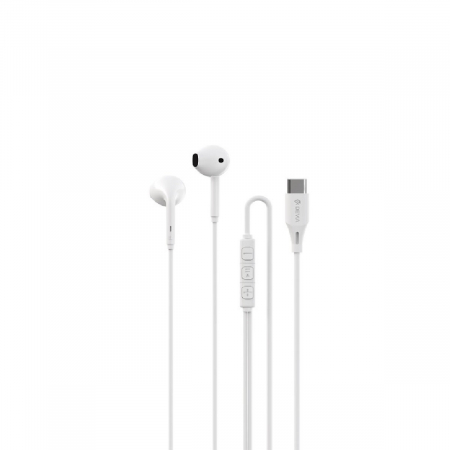 Casti semi-in-ear cu microfon, cablu 120cm si conector USB Tip C, Kintone A3 Digital, control pe fir, decodare digitala, pentru smartphone, albe [2]