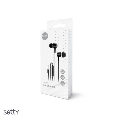 Casti Setty cu fir, jack 3.5mm, cablu 1.2m, cu microfon, Negru [3]