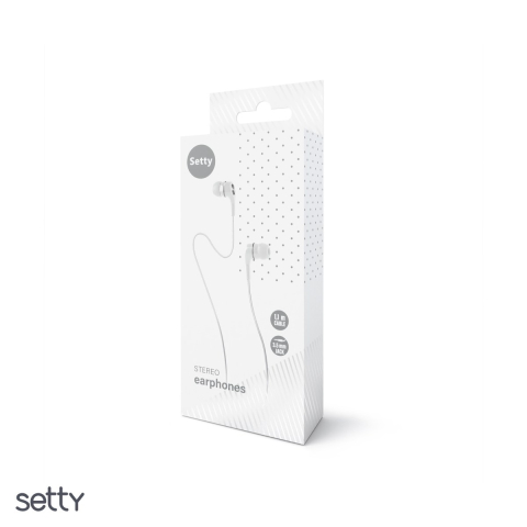 Casti Setty cu fir, jack 3.5mm, cablu 1m, Alb [3]