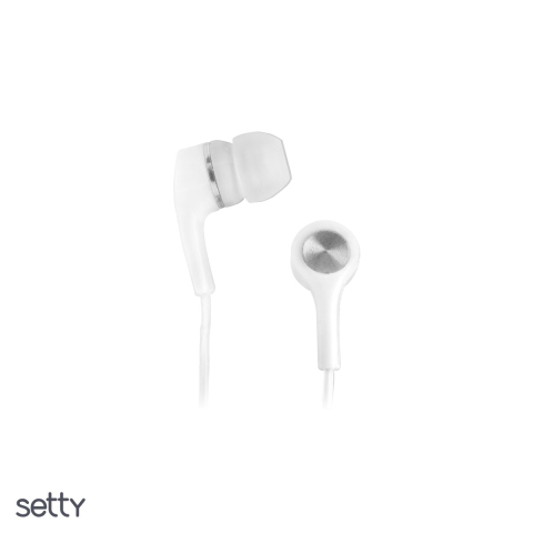 Casti - Casti Setty cu fir, jack 3.5mm, cablu 1m, Alb