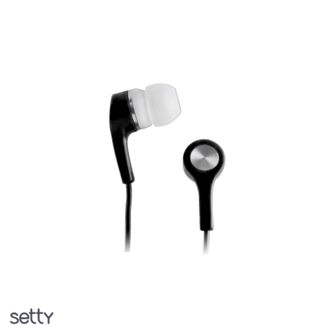 Casti - Casti Setty cu fir, jack 3.5mm, cablu 1m, Negru